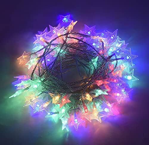 100 LED starвездени светла на starвезди, божиќен сет на бајки со повеќе бои, 49 стапки, 8 режими приклучок за затворен отворен декоративен