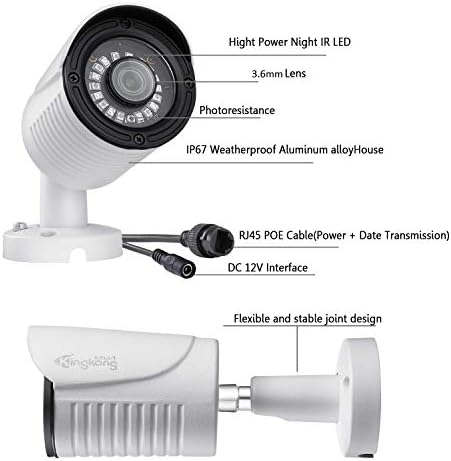 Kingkong Smart 5MP HD Outdoor Security IP POE камера со MIC/Audio, 5-мегапиксели компатибилен со ONVIF IP камера 2592X19444P, 3,6