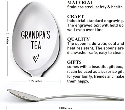Подарок за лажица за дедо, чај на дедо, роденденски подароци на Денот на таткото за најдобра дедо досега, дедо подароци од внука внука внуци, подароци од чај од не'рѓ?