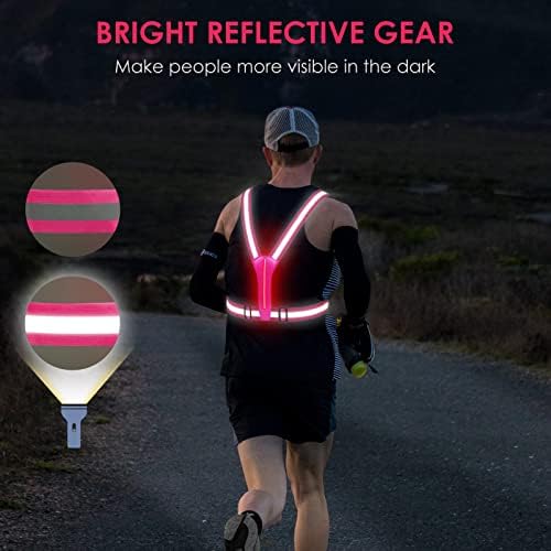 Todoxi LED LED Running Reflective Vest, висока видливост осветлување на елек за одење во текот на ноќта, прилагодлива LED елек