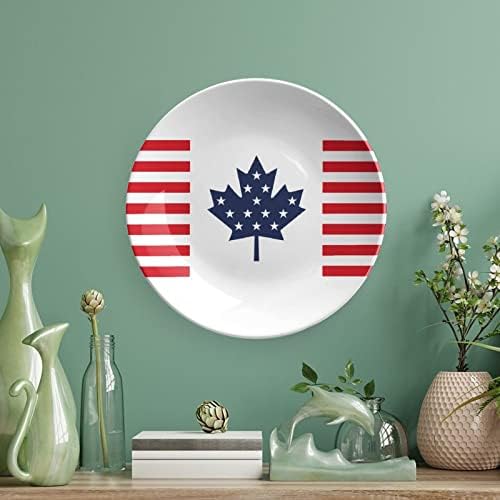 Знаме На САД Канада Смешна Коска Кина Декоративна Плоча Тркалезни Керамички Плочи Занает Со Штанд За Прикажување За Декорација На Ѕидови