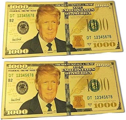 Blinkee Pack од 2-1000 УСД комеморативен претседател Доналд Трамп колекционерски позлатени лажни банкарски белешки