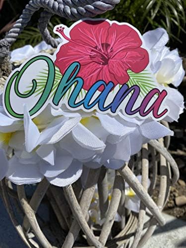 Налепница охана Хаваи Со Хавајски Цвет Од Хибискус И Шарени Букви | Украсете Го Вашиот Автомобил, ТЕРЕНЕЦ, Прозорец За Камион Вашиот Лаптоп,