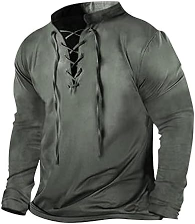 Долга ракав за маж со маж со маж, ретро етнички стил, ацтек печати врвови, случајно копче надолу спортски мускулни кошули