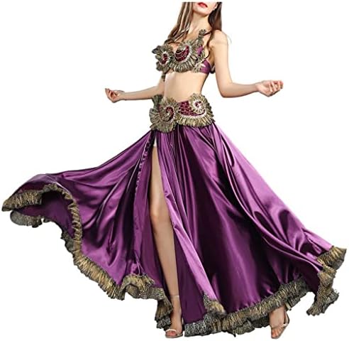 GFDFD танцови костуми жени 3 парчиња стомак танц сет стомак танцување облека монистра здолниште со ремен