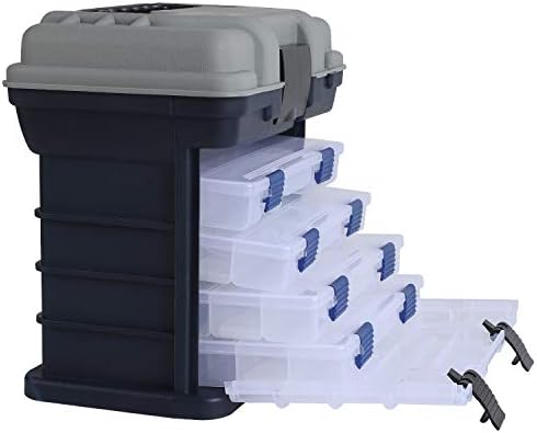 Комплет за кутии за риболов Kinjoek, преносни 4 слоја, кутија за додатоци за риболов, складирање на риболов за свежа вода и