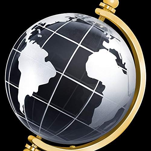 Maverton Glass Globe for Man - World Globe in Elegant Box за него - ласерска исечена светска мапа за патник - кутија со отпечаток - за