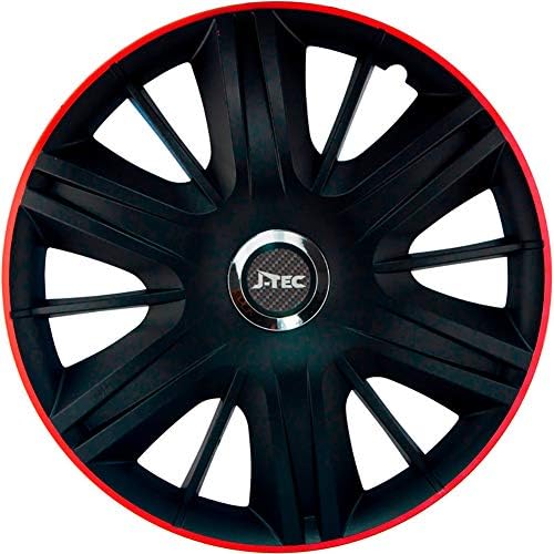 Автоматски стил Gorecki J15577 J-Tec Wheel Covers Maximus GTR, црн/црвен + хром прстен, 15-инчен