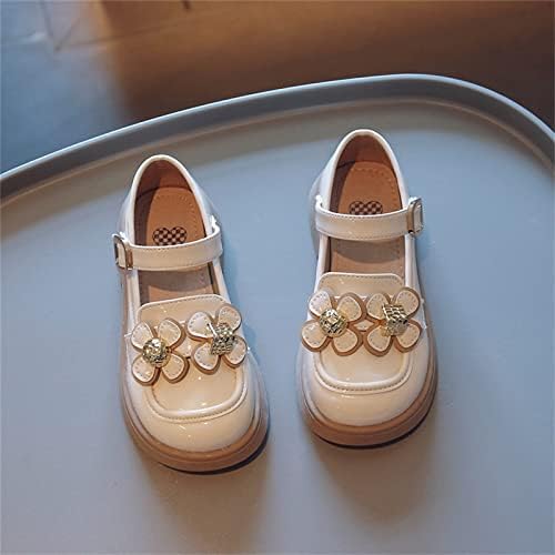 Девојки кожен цвет дизајн мека тркалезна пети принцеза фустан рамни чевли (дете/мало дете/големи деца чевли за девојчиња за девојчиња