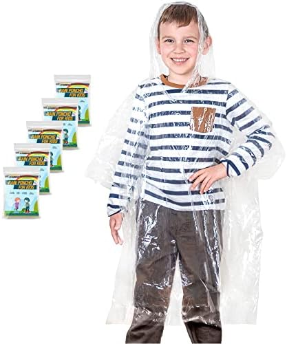 Пончос за еднократна употреба за деца - 5 пакувања чисти пончос со аспиратор - Семеен пакет за итни случаи Пончос - Пончос на Дизни