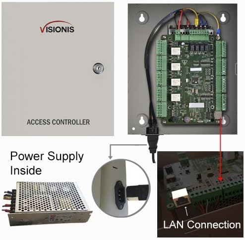 Visionis FPC-8360 4 Врати Контрола На Пристап На Мрежата Inswing Врата 300lbs Маг Заклучување Време Присуство TCP/IP Wiegand Контролер Кутија+Моќ,