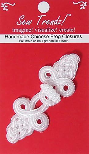 Шие Трендц-Визион Трими Рачно изработени кинески жаби со затворање-бело-3 x1.25-Нето дизајн на апестија-1 пар/ПК