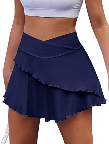 Корорун жени тениски здолниште кросовер голф Скортс здолништа со атлетско здолниште со лесни здолништа со 3 џебови за трчање тренингот