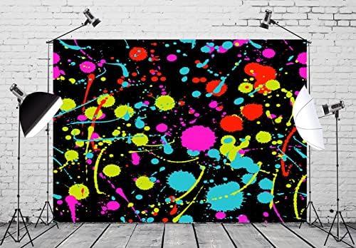 Локаторска ткаенина 10x8ft Неонски сјај во темниот роденден, графити со графити, поздравни позадини, неонски сјај, сплитер,