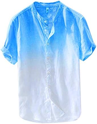 Маички од латиндј маица ленени ленени кошула за дишење градиент во боја лето лето кратки ракави на плажа врвови одмори од одмор