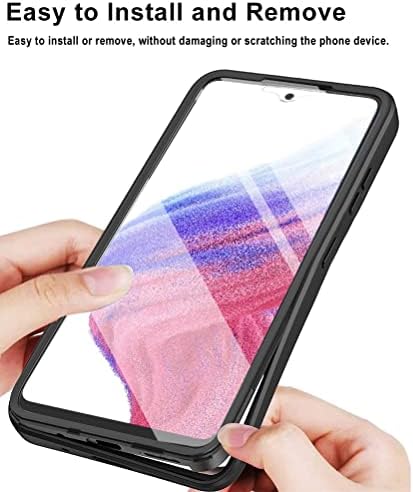 Заштитна телефонска покривка на јасен случај за Samsung Galaxy A53 5G кутија, целосна кутија за тело Транспарентен телефонски случај, вграден