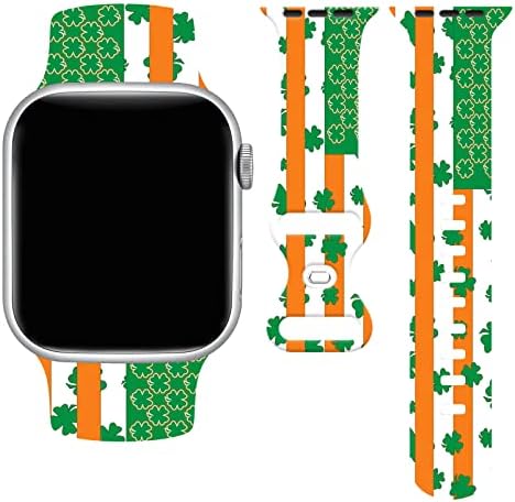 Шамрок Среќен Ден На Свети Патрик Гледајте Бенд Компатибилен Со Apple Watch, Четири Лист Детелина Iwatch Бендови Нараквици Мека