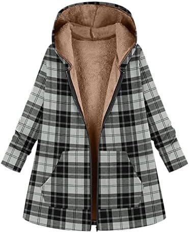 Женски лесни јакна палта Зимски руно дебели палта Топло качулка за надворешна облека Мода за надворешни работи на врвови на џеб