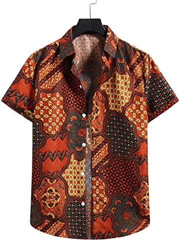 2023 Нови мажи со кратки ракави лабава цветна кошула Хавајска цветна кошула сет