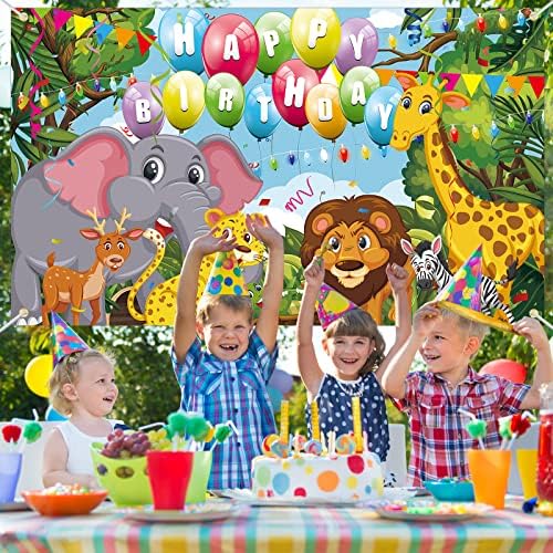 Декорации за забава за роденден во џунгла - Тема за животински џунгла Тема роденденски украси за девојчиња Сафари забава животни роденденски