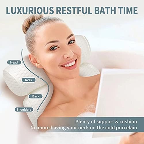 Перници за бања за поддршка на вратот од када и грб со 4Д воздушна мрежа што дише удобна перница за бања за када за жени - 7 чаши за вшмукување