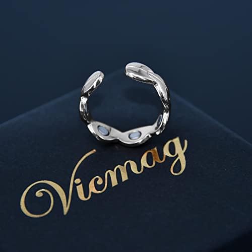 Викмаг 4 парчиња бакарен магнетски прстен за жени, бакар прстен дами прсти палец цврст чист бакарен накит подарок