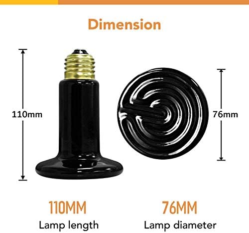 Едноставен делукс 60W керамички керамички топлински емитер на топлинска ламба без светло инфрацрвен грејач на брод, дигитален термометар и хигрометар