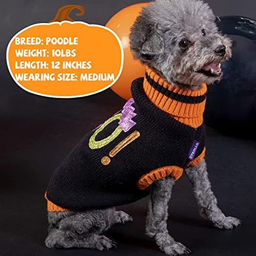Cyeolllo Dog Halloween Jumper Turtleneck Puppy Boo празнична облека облека лесни џемпери за мали кучиња и облека за мачки