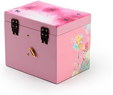 Розова дрвена цветна тема 18 белешка за балерина музичка кутија - многу песни што треба да се изберат - Господ е мојот Шепард,