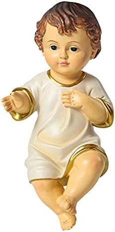 Toyvian бебе фигура религиозна декорација Бебе Исусова фигура, смола бебе Исусова фигура во света крпа, статуција за колекционерска