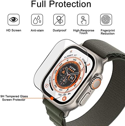ОМЕЕ [6 пакет] Заштитник на калено стаклено екранот компатибилен со Apple Watch Ultra целосна покриеност Водоотпорна меур HD 9H јасен филм за