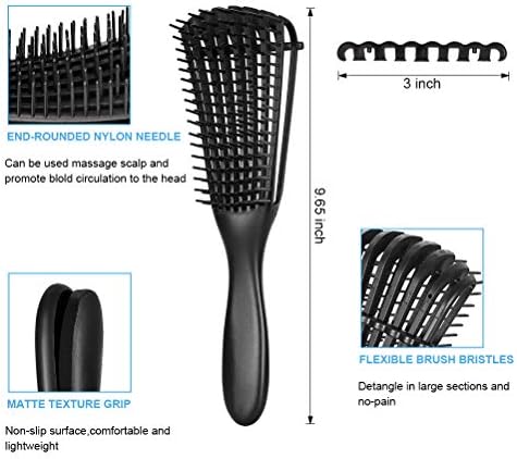 Емоли 2 пакувачка четка за разоткривање за природна коса-детанглер за Америка од 3а до 4ц Кинки брановидна, кадрава, коси коса, лесно се разгледува