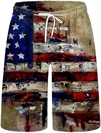 ЗДДО ДЕН ДЕН Одбор за шорцеви за мажи, американско знаме печати сурфање шорцеви на плажа летни патриотски пливање стебла со целосна должина долга