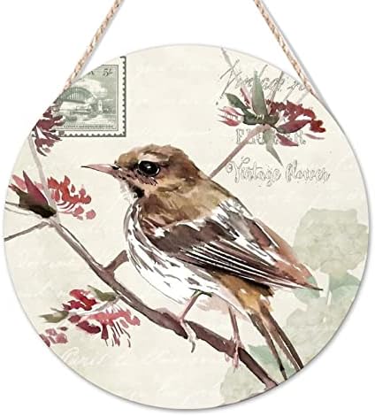 Добредојдовте знак Гроздобер ботанички цветни кругови дрвени знаци Hummingbird dahlia цвет печат дрвена wallидна уметност знаци француски