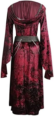 Narhbrg hapените волшебници фустан со качулка за Ноќта на вештерките Средновековна ренесансна наметка наметка наметка од облека, ретро косплеј