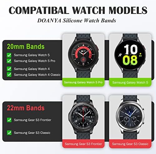 Band Doanya Silicone Watch Band 20mm 22 mm Брзо издание гумени часовници за мажи - најкул палети за змејови за дизајн на часовници