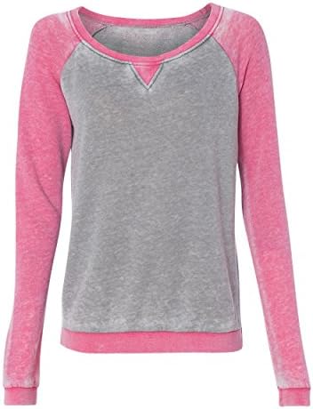 J. America-Ladies 'Zen Fleece Raglan Sleeve Screwneck Sweatshirt-8927