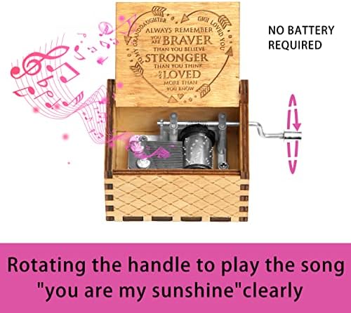 Подарок за музички кутии OzTemety, модерни кутии со дрвени музички кутии со слатко срце, секогаш запомнете дека сте похрабри отколку