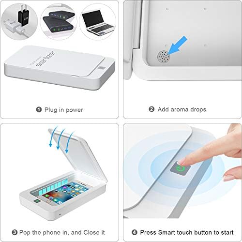 Санитатор за мобилни телефони, преносна UVC стерилизирана кутија со функција за ароматерапија за чистач на паметни телефони, клинички