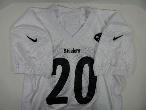 2018 Pittsburgh Steelers 20 игра издадена бела фудбалска маичка 845 - непотпишана игра во НФЛ користени дресови