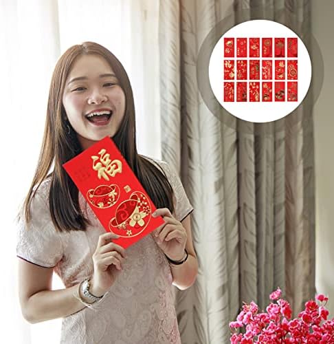 Кинески Новогодишни Црвени Пликови: 36 парчиња 2022 Кинеска Година На Тигар Хонг Бао Среќни Пари Црвени Пакети За Кинески Лунарен Новогодишен