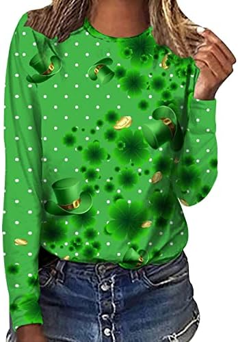 Летен есенски бренд Сент Патрик Топ за женска облека со долги ракави памук екипаж графичка блуза N7 N7