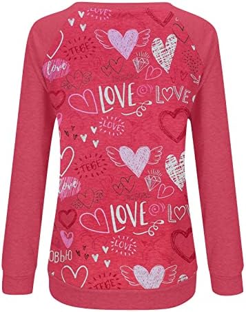 Jjhaevdy женски симпатични loveубовни срцеви печати врвови loveубов срце писмо печатење џемпер графички долги ракави пулвер врвови блуза