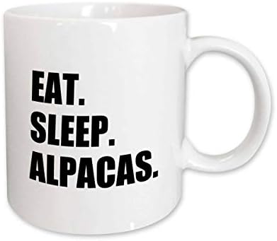 3drose Јадете спиење алпаки-смешни случајни животински loveубовни текстуални текстуални хумористични керамички кригла, 11 мл, бело