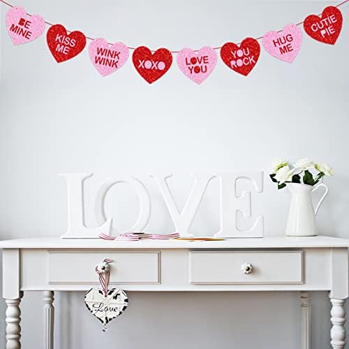 Денот На вљубените Разговор Срца Банер, Блескав Бонбони Срца Банер Денот На Вљубените Украси Банери Свадба Годишнината Ангажман
