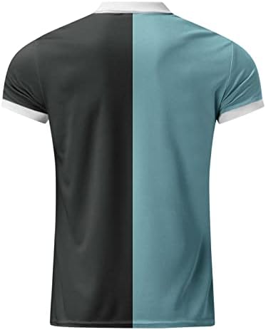 Zddo Mens Color Block Patchwork Поло кошули патент вратот Краток ракав плус големина голф врвови лето лабава вклопена обична кошула