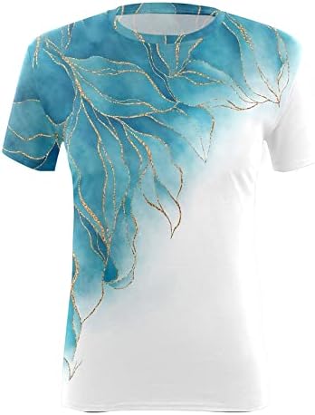 Adpan женски дневно пролет Бохо печатење o врат резервоарот врвови со кратки ракави кошули за тренингот случајна мека памучна маичка со долг