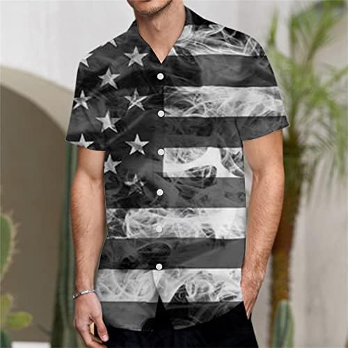 Bmisegm летни маж маички мажи 3Д дигитално печатење џеб тока лапел кошула со кратки ракави мали мажи кошули