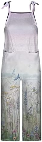 MTSDJSKF Долги торзо -спојки за жени жени пролетно лето обични модни панталони без ракави, цветни занаети за печатење