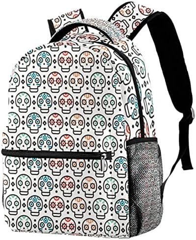 Мексикански етнички Ацтеки во стилот на черепот за момчиња девојчиња за девојчиња, училишна книга торба за патувања пешачење за кампување
